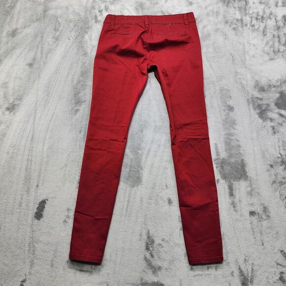 V.I.P. Jeans Women 5/6 Red Low Rise Skinny Ankle Stretch Denim Casual Rocker - Picture 3 of 12